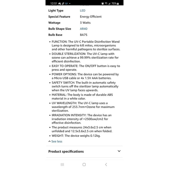Lot Of 2 STN Enterprises Portable UV Sterilizer USB Or Battery Power READ - Picture 6 of 6